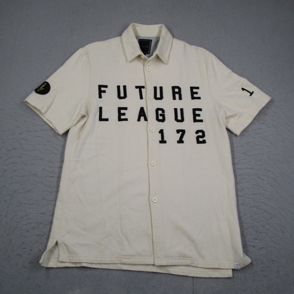 I Love Ugly Other - I Love Ugly Mens Future League 172 Wool Blend Short Sleeve Shirt Cream Small
